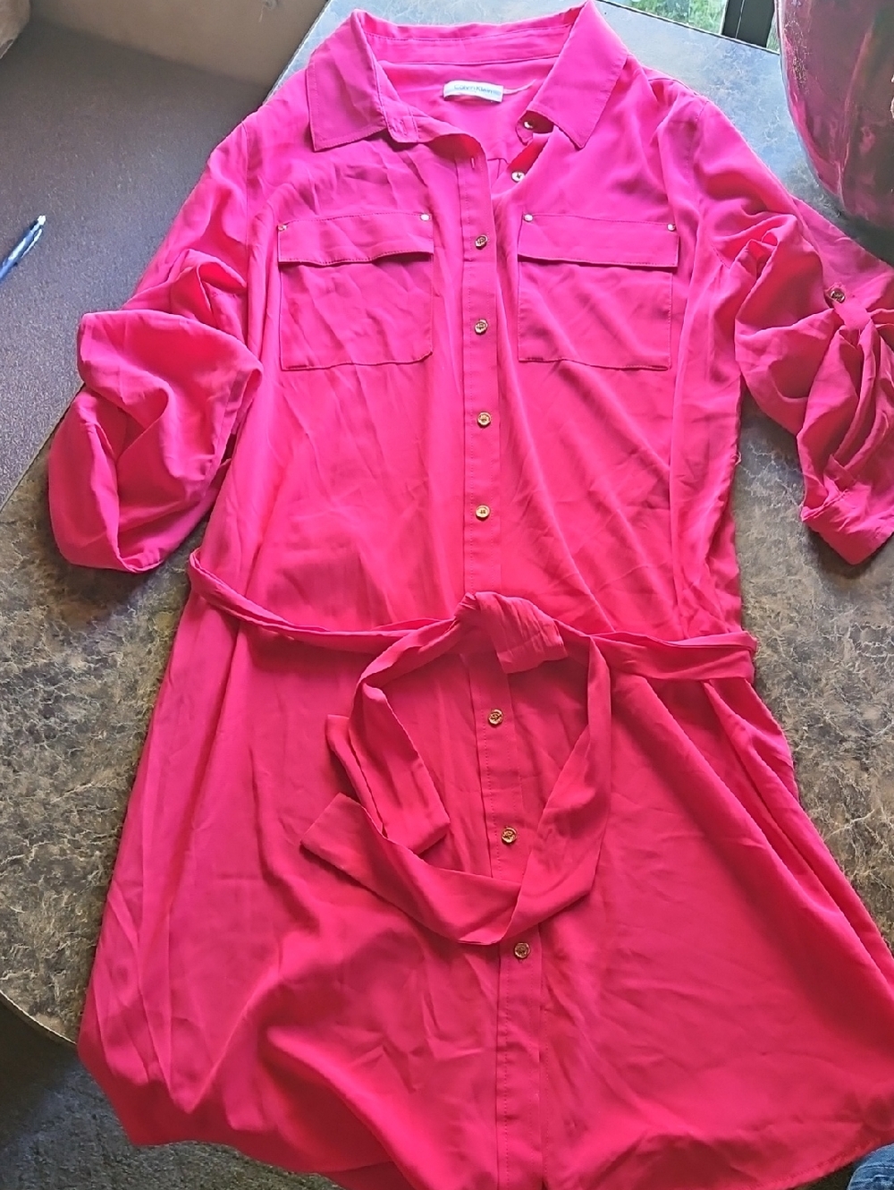 Calvin Klein Hot Pink Button-Front Dress